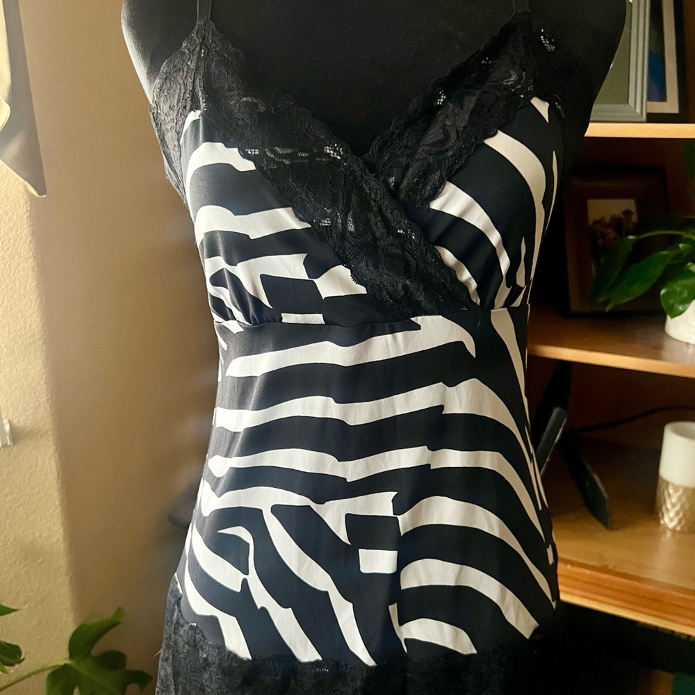 White House Black Market Monochrome Striped Camisole